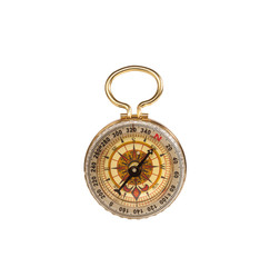 antique pocket compass isolated on white