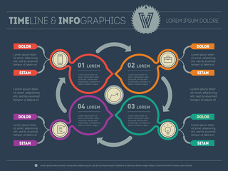 Vector infographic of education process on dark background. Web