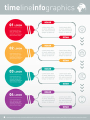 Web Template for diagram or presentation with stylized lamps. Bu