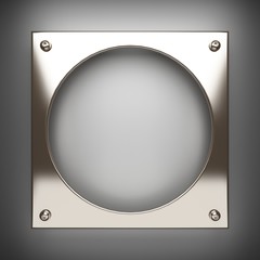 polished metal element on gray background