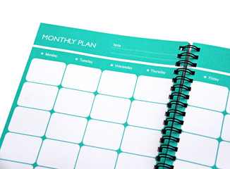 Monthly planner close up