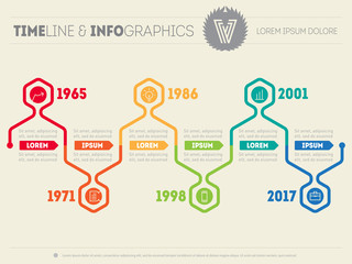 Horizontal Infographic timelines. Vector web template for presen