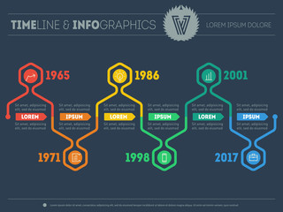 Horizontal Infographic timelines. Vector web template for presen