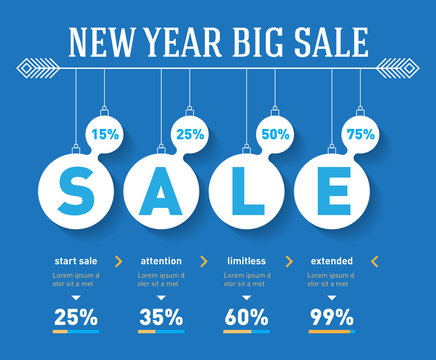New year sale time line graph. Vector social activity infographi