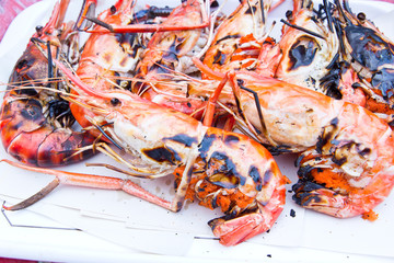 delicious prawns grill on plate