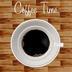 Wooden background stylish coffee cup illustration