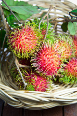 Fresh rambutans in the basket