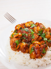 Rice with meat and mushrooms