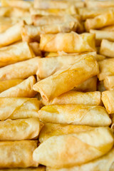Fried bacon and cheese spring rolls food
