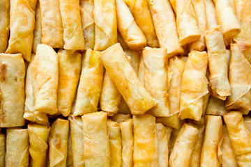 Fried bacon and cheese spring rolls food