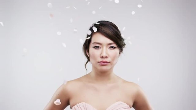 Lonely bridesmaid woman dancing slow motion wedding photo booth series