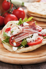 Piadina romagnola, italian flatbread sandwich