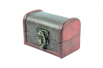Treasure chest wooden old on white background