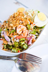 Thai Spicy salad with shrimp and vegetables