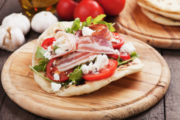 Piadina romagnola, italian flatbread sandwich