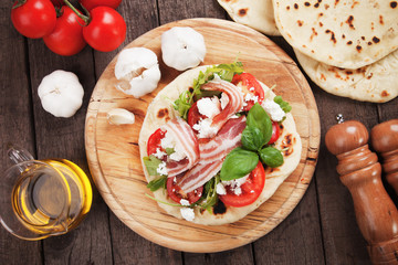 Piadina romagnola, italian flatbread sandwich