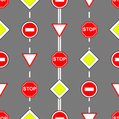Traffic signs seamless pattern background