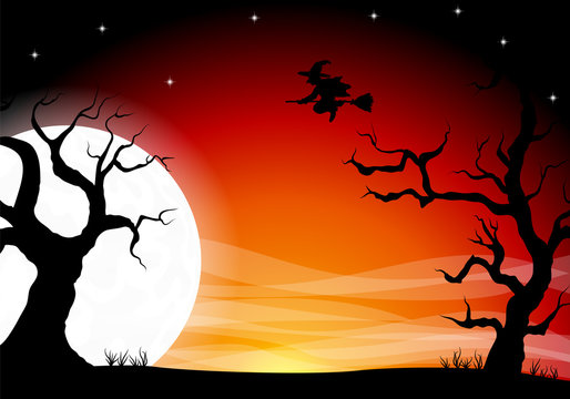 gruseliger Halloween Vollmond Himmel als Hintergrund 