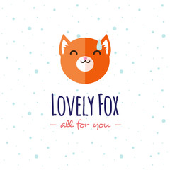 Naklejka premium Vector cartoon fox head logo. Flat logotype.