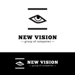 Vector minimalistic black and white eye logo. Eye logotype.