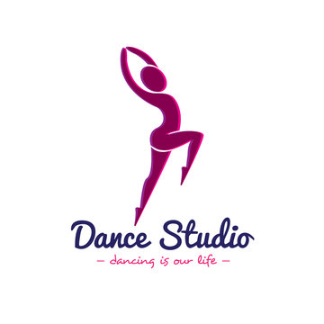 Vector dance studio logo. Dancer logotype