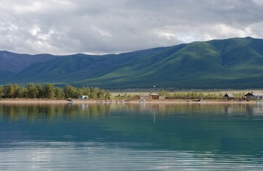 The lake and mountains in the Republic of Tuva