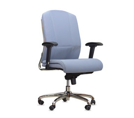 The blue cloth office chair isolated over white