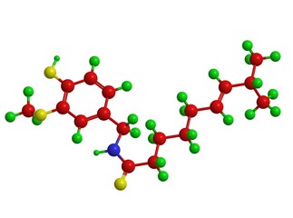 Molecular structure of capsaicin - active component of chili peppers