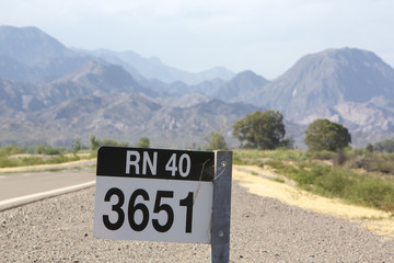 Route 40 sign road in north of Argentina