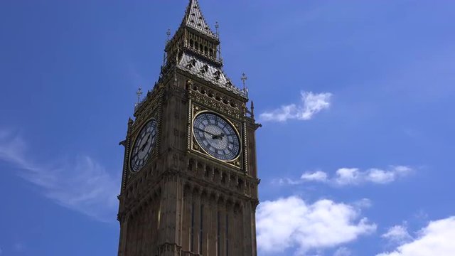 Time lapse establishing shot of Big Ben, London, England.