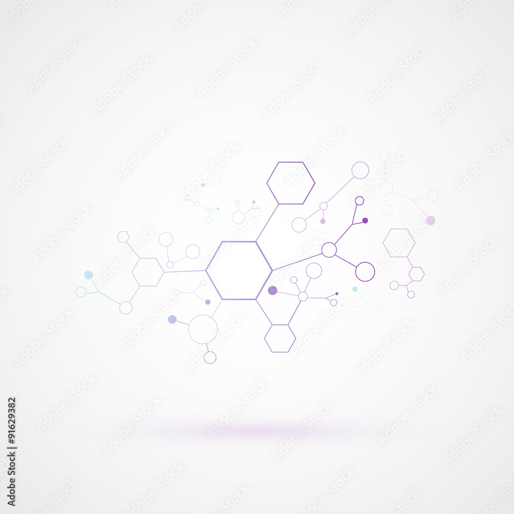 Poster Connected by a colored cell. Vector Graphics.