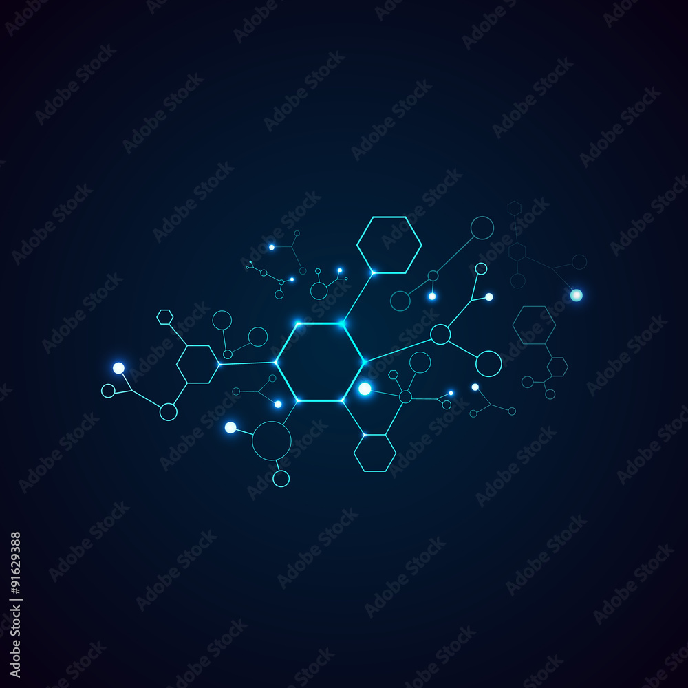 Poster connected by a colored cell. Vector Graphics