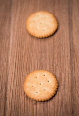cracker on wood background