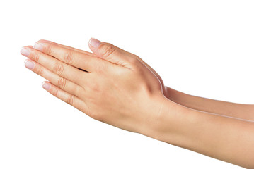 Praying hands of a woman.