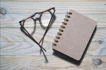 glasses and notebook