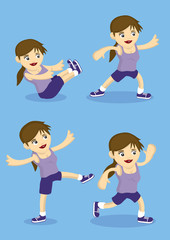 Cartoon Sports Girl Exercising Vector Illustration