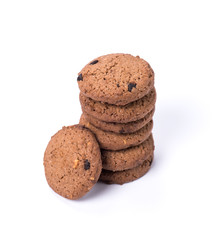 Chocolate homemade pastry cookies isolated on white background