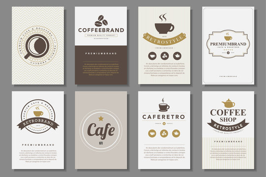 Set of coffee brochures in vintage style