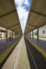 Old Salta train Station with cloudy blue sky, Argentina