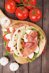 Piadina romagnola, italian flatbread sandwich