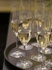 champagne glasses many
