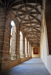 Obraz premium Gothic cloister, Conventual Santiaguista, Calera de Leon, Badajoz province, Spain