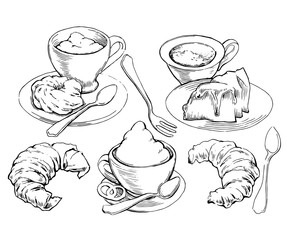 Sketch of coffee and backery
