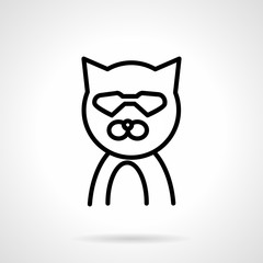 Cat in glasses simple line vector icon