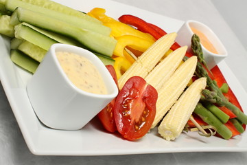 Vegetables plate with sauce