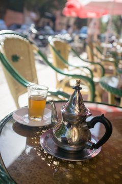 Mint tea in a Marrakesh cafe