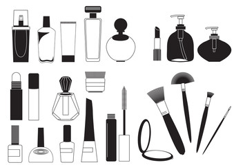 Cosmetic products .Vector collection on white for make up