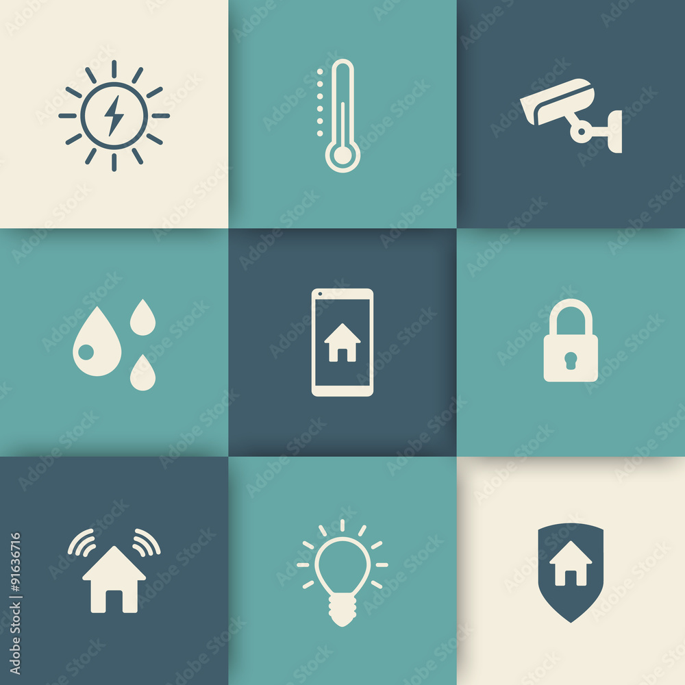 Canvas Prints Smart house icons set, vector illustration