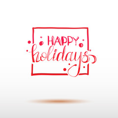 Vector red colored holidays greetings calligraphy