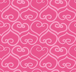 Seamless hand-drawn doodle heart background